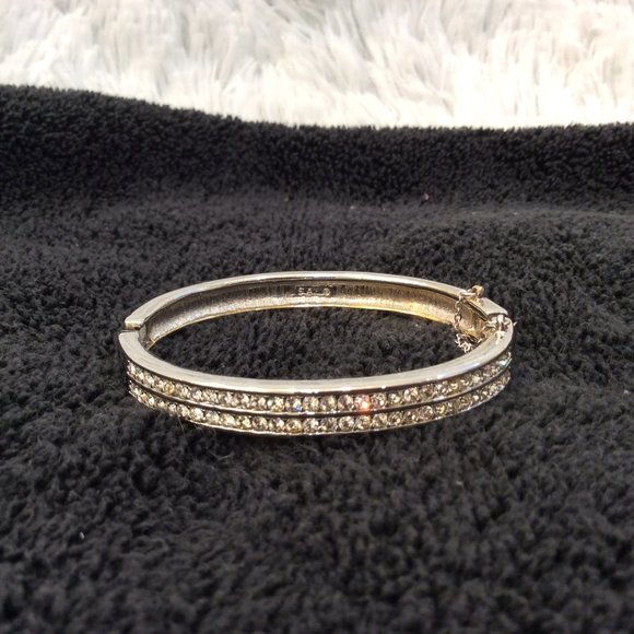 Vintage Swarovski Silver Crystal Bangle Bracelet - Picture 1 of 16